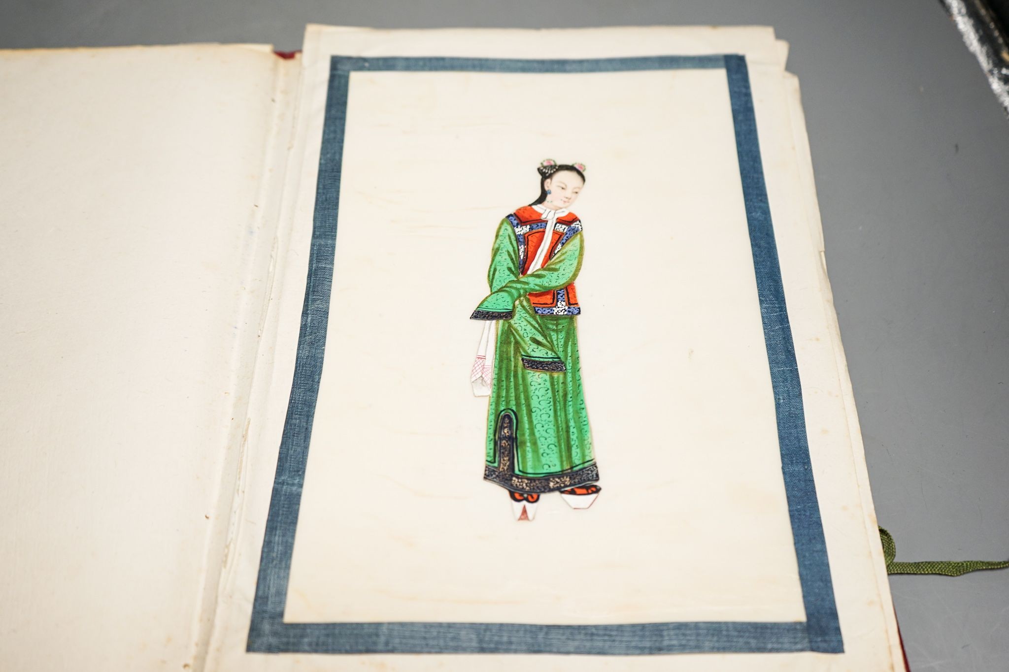 Three albums of assorted 19th century Chinese pith paintings of trades, mandarin figures and boats